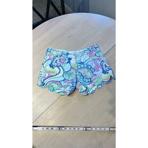 LILLY PULITZER THE BUTTERCUP SHORT CONCH REPUBLIC SCALLOPED TRIM SHORTS SZ 0
